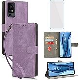 IUQXU RFID Wallet Phone Case for TCL 40 XL/Lively Jitterbug Smart 4 Purple | with Screen Protector,Leather Case,Card Holder,Cell Phone Cover for TCL 40XL 40 T TCL40XL TCL40 XL T608 Smart4 TCL40T