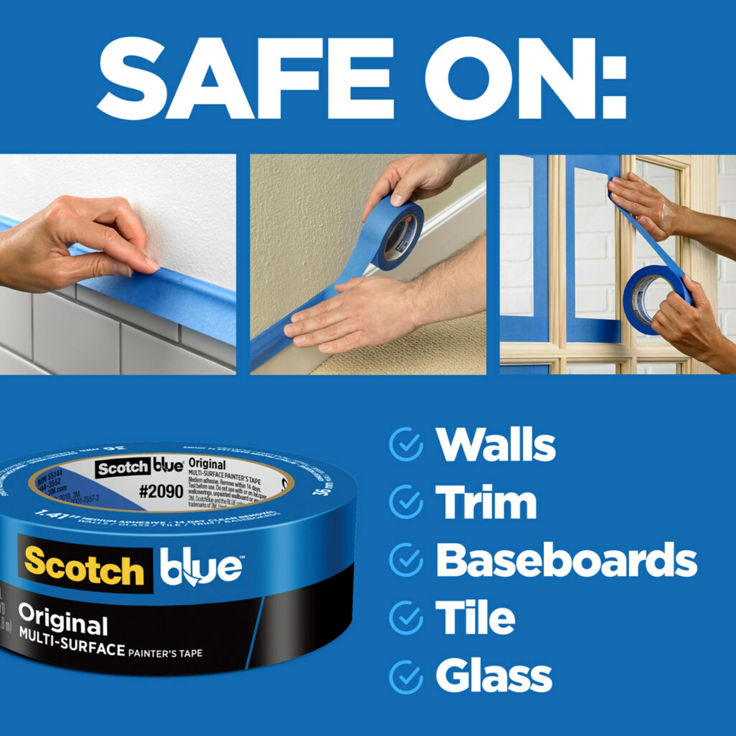 ScotchBlue Original Multi-Surface Painters Tape, 1 Inch Wide (0.94 In. x 60 Yds), 6 Rolls, Blue Paint Tape Protects Surfaces and Removes Easily, Masking Tape for Indoor and Outdoor Use (2090-24EP6)