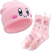 Ohjijinn Kawaii Beanie Knitted Hat and Socks, Cute Pink Slouchy Warm Cap