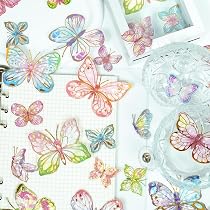 Amazon.com: Butterfly Stickers Set, 3D Blue Green Pink Purple Ice ...