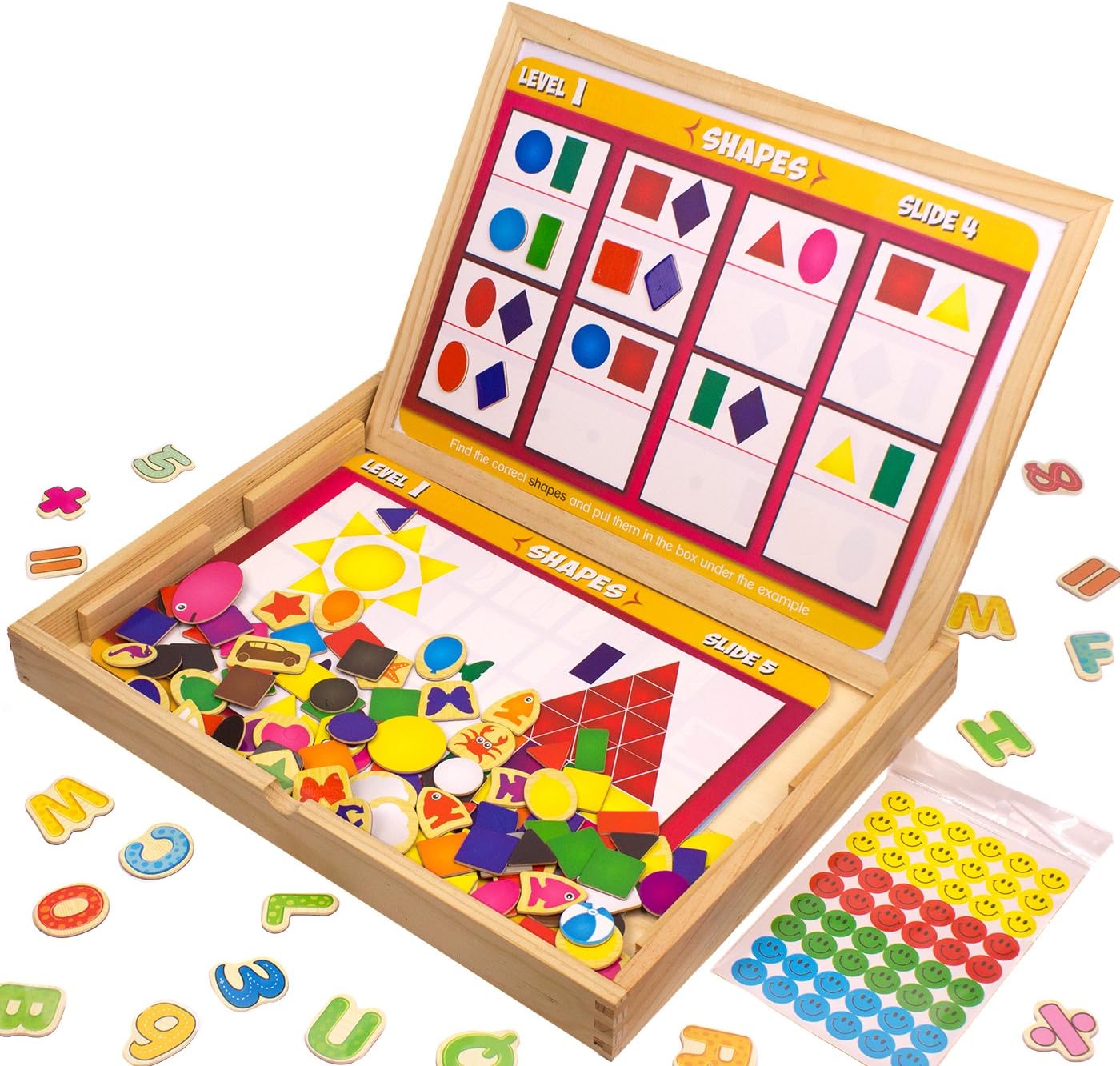 JQP Letters Numbers Shapes and Colors Animals Magnets Set | Learning Wooden Puzzle | Drawing Board | Blackboard | Wooden Magnetic Board …