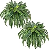 CQURE 48" Large Fake Fern Artificial Ferns for Outdoors,Set of 2 88 Fronds Realistic Artificial Boston Ferns Bush Plant for Indoor Outdoor Garden Porch Decor (Lifelike,UV Resistant,No Maintenance)