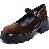 Elvora Women's Mary Jane Shoes - Platform Mary Janes for Women, Black Velvet Round Toe Chunky Dress Shoes with Adjustable Ankle Strap