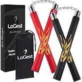 Logest Nunchucks - Pack of 2 with Storage Bag Safe Foam Rubber &amp; Steel Chain Training Nunchakus for Kids or Adults Beginners for Martial Arts Practice Nunchaku Ninja Foam Nunchucks for Kids &amp; Adults
