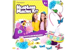 Karsspor 72 PCS Headband Making Kit, Make 15 Fun Fashion Headbands for Girls, Make Your Own Girls Hair Accessories DIY Headband Kit, Arts and Craft Kit for Girls, Great Gift for Girls Ages 6+