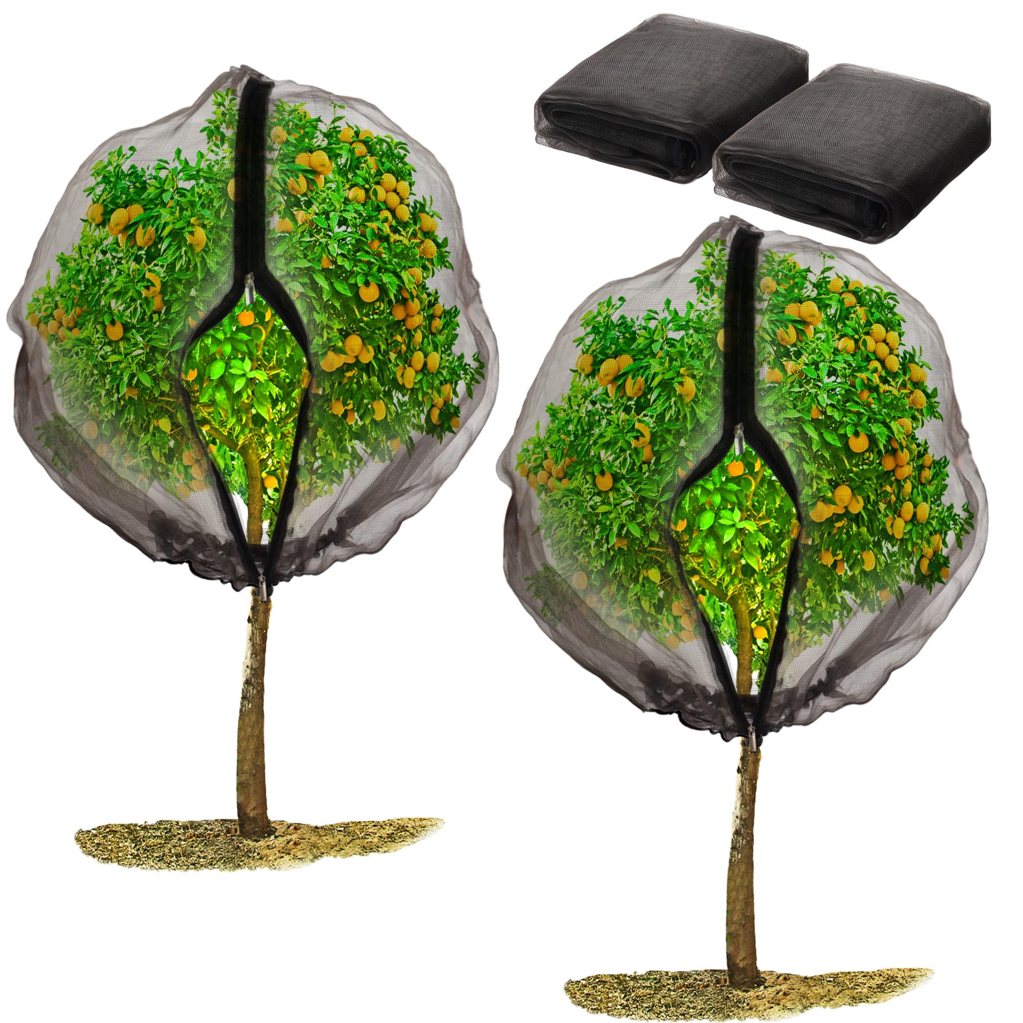 Photo 1 of Homiton 2 Pack Fruit Tree Netting Bags with Zipper and Drawstring, 6 x 6ft Ultra Fine Mesh Garden Netting Plant Cover, Bird Netting for Blueberry Bushes, Fruit Trees, Flowers (Black, 6 x 6 ft)