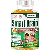 Smart Brain Omega 3 for Kids Gummies with DHA – Focus Gummies for Kids & Teens Kids Gummy Vitamins – Brain Support Teen Omega 3 Supplement – Learning & Mental Clarity Support– 60 Gummies