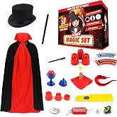 BLOONSY Magic Tricks for Kids Age 6-8, Magic Kit with Magician Costume | 50+ Magic Tricks, Magic Set with Cape, Hat and Wand, Easy-to-Follow Guide and Video Instructions for Pretend Play