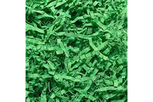 Mefleet 1 LB Crinkle Cut Paper Shred Filler Green Crinkle Paper Shredded Paper for Gift Box - Gift Basket Filler - Gift Box Stuffing for Christmas Xmas Holiday Packaging Wrapping