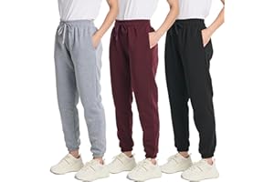 Real Essentials 3 Pack: Women's Fleece Jogger Sweatpants (Available in Plus Size)