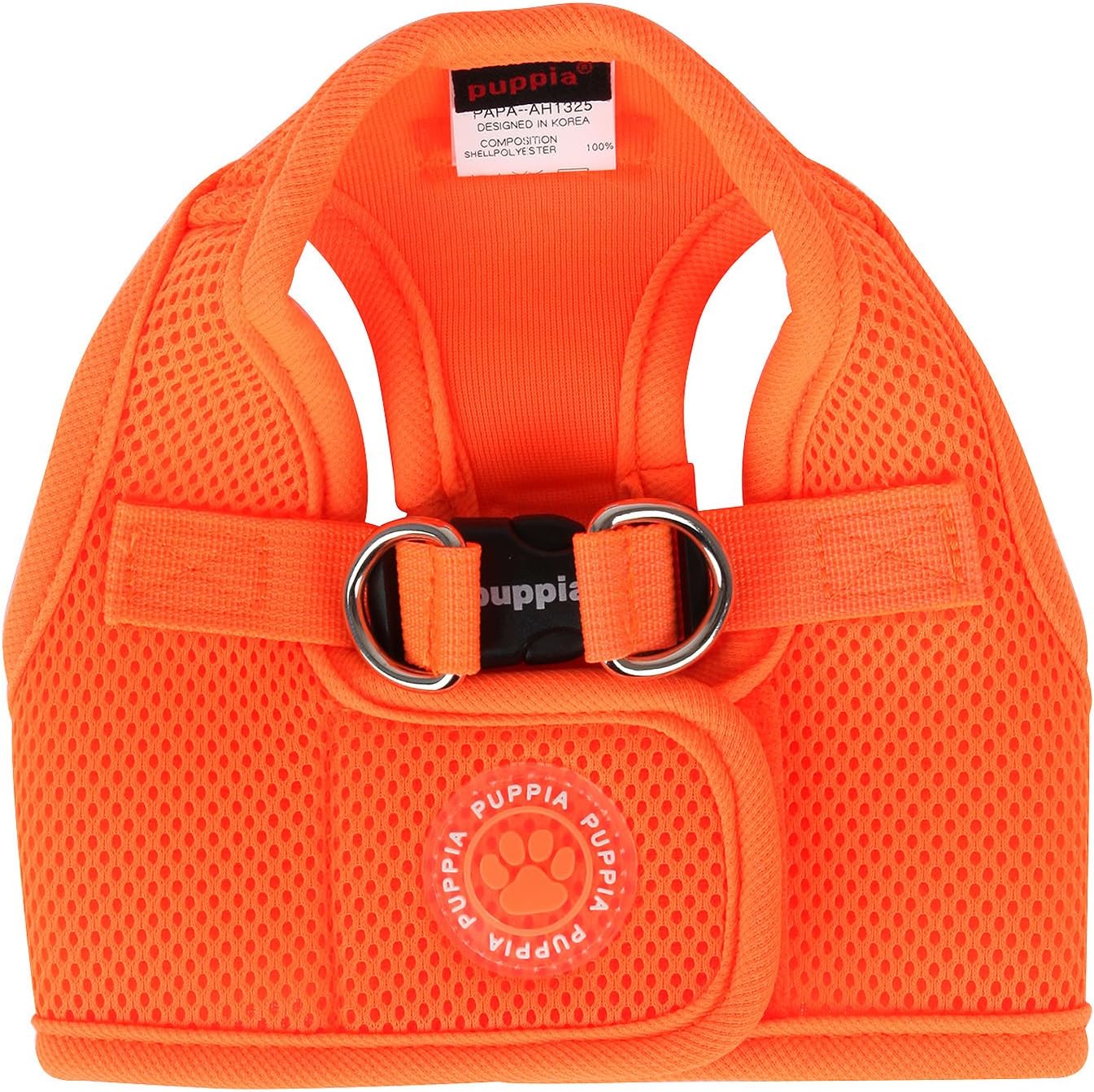 Puppia Neon Dog Vest Harness for small and medium dogs - Super soft and comfortable - Also usable as Puppy Harness, Orange, XS