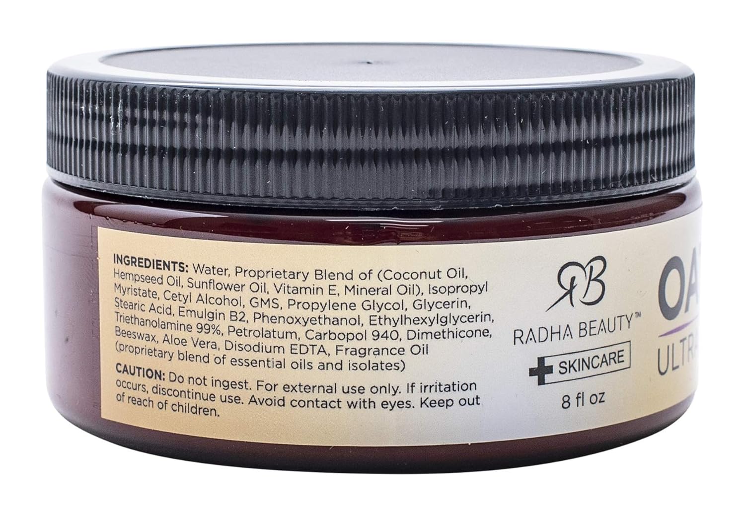 Radha Beauty Ultra Rich Body Butter, 8 oz. - Infused with Coconut Oil, Hempseed Oil, Sunflower Oil, Vitamin E to Nourish & Soften Skin (Oatmeal Milk & Honey) : Beauty