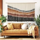 Macrame Wall Hanging Boho Wall Decor Large-Scale Tie-Dye Tapestry 57"W*35"L | Handmade Yarn Art, Fiber Wall Hanging, Large Wall Decor, Boho Style, for Living Room Bedroom Decor, Bohemian Home