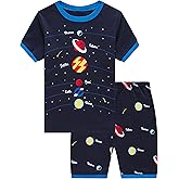 Akyzic Boys Pajamas 100% Cotton Planet Pjs Toddler 2 Piece Short Sleeve Sleepwear Summer Kids Clothes Set 3t-10t