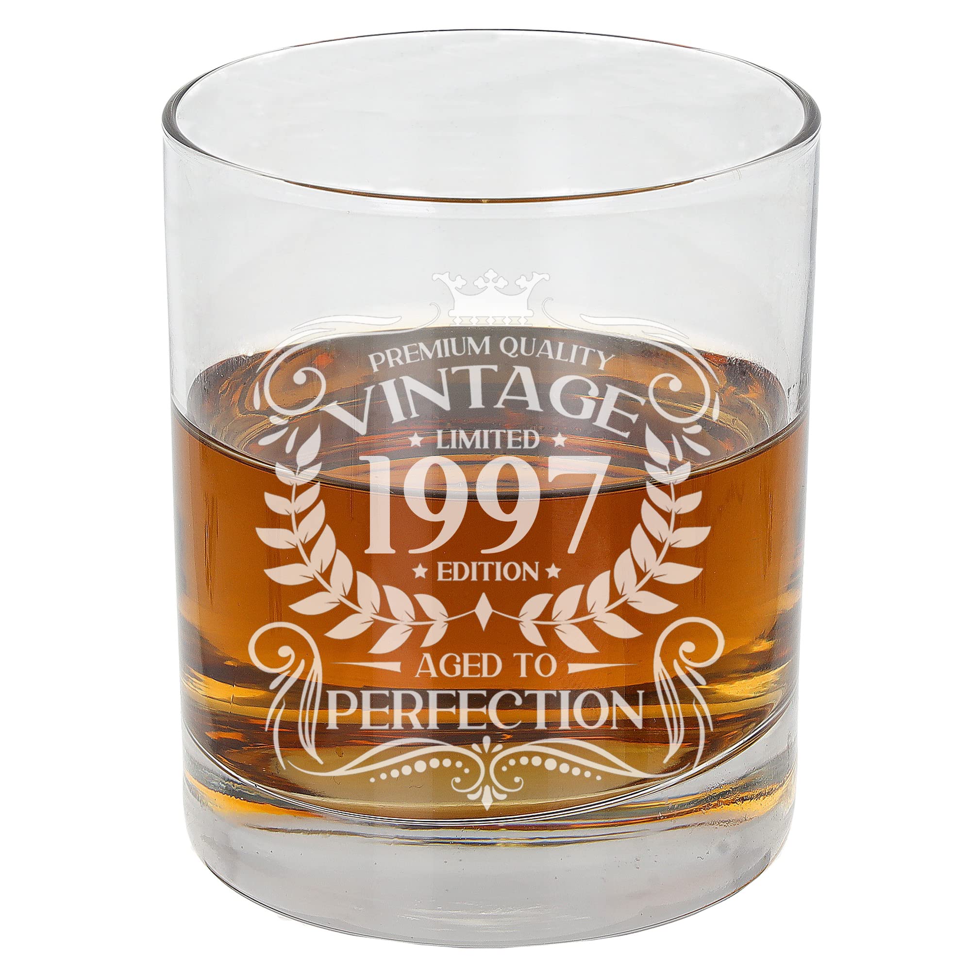 Always Looking Good 29th Birthday Gift for Men Vintage 1997 Aged to Perfection Engraved Whiskey Glass Present for 29 Year Old Etched Whisky Bourbon Scotch Lowball Tumbler Glasses