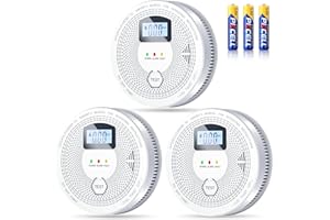 FEODSEW Smoke Detector and Carbon Monoxide Detector Combo with LED Indicators, 2 in 1 CO & Smoke Alarm, Battery Operated Smoke and Carbon Monoxide detectors 3-Pack