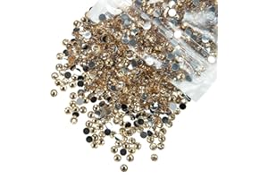 qiipii 10000PCS 2mm Champagne Crystal Resin Rhinestones for Crafting Flatback Golden Stones Bulk SS6 Diamonds Crystals Gems Crystals for Nails Face Eyes Makeup Tumblers Bottles Crafts Clothes Shoes