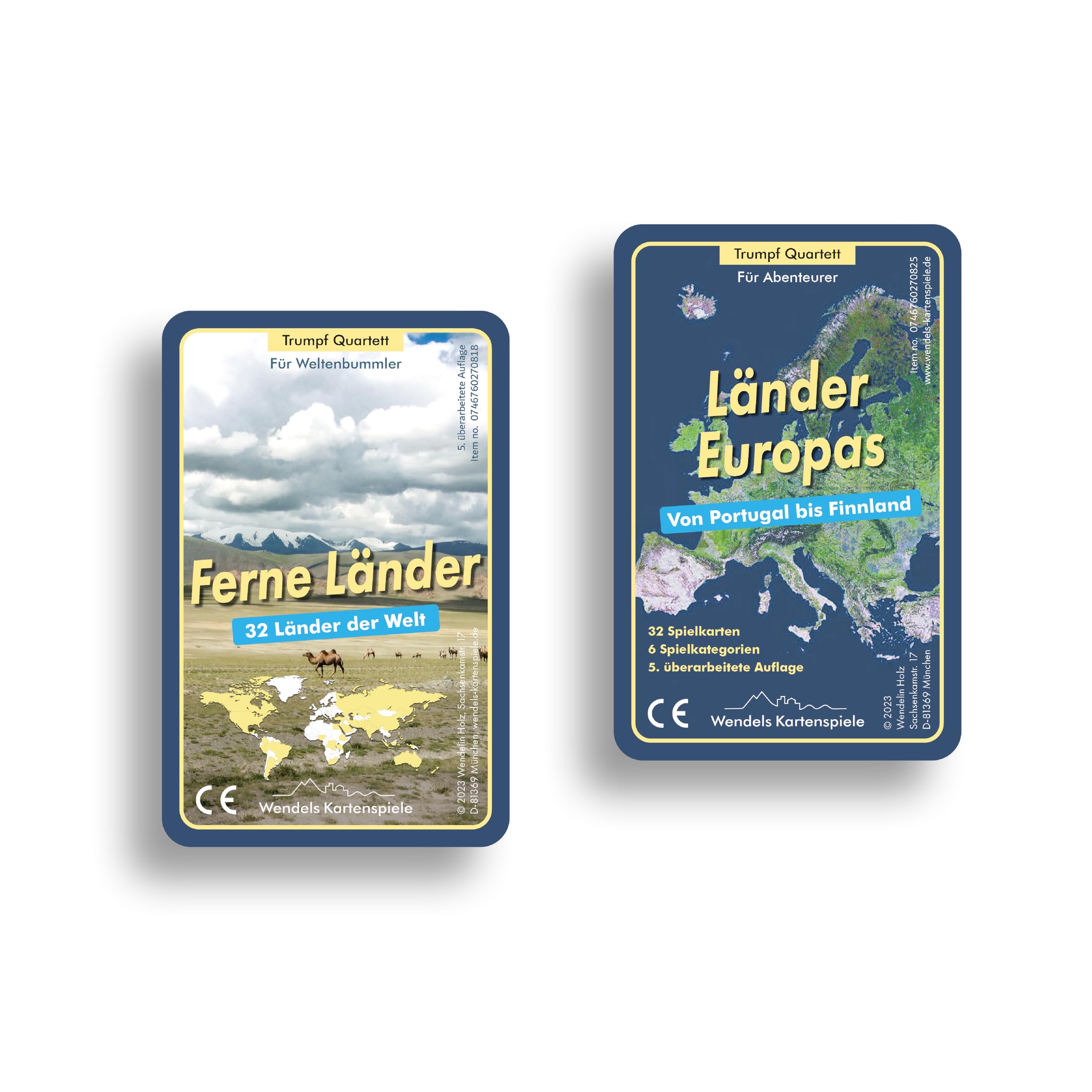 Wendels Kartenspiele Trump Quartet Game Set of 2: Countries of Europe and Far Countries, Ages 6+