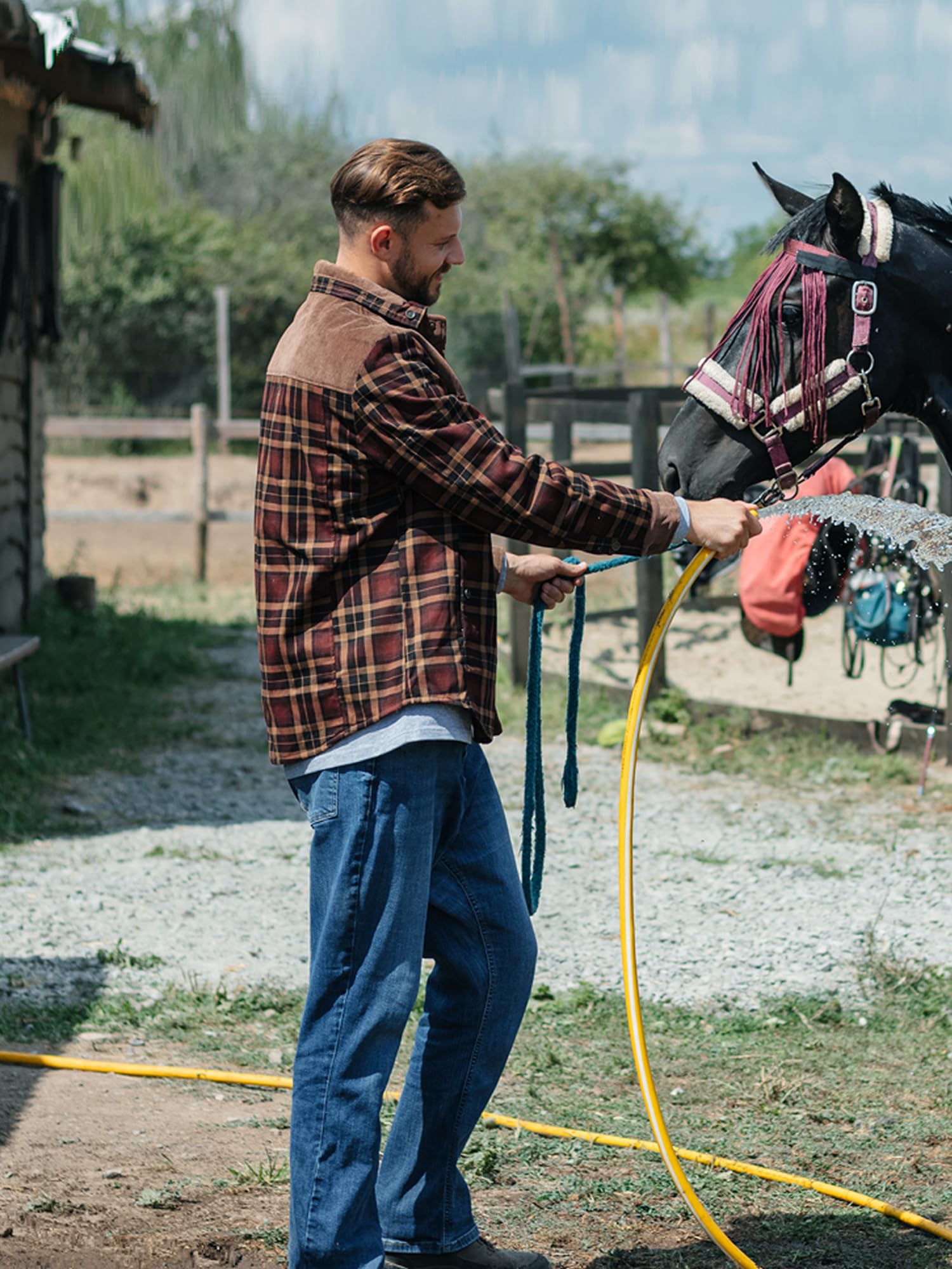 Mr.Stream Men's Outdoor Casual Vintage Long Sleeve Plaid Flannel Button Down Shirt Jacket