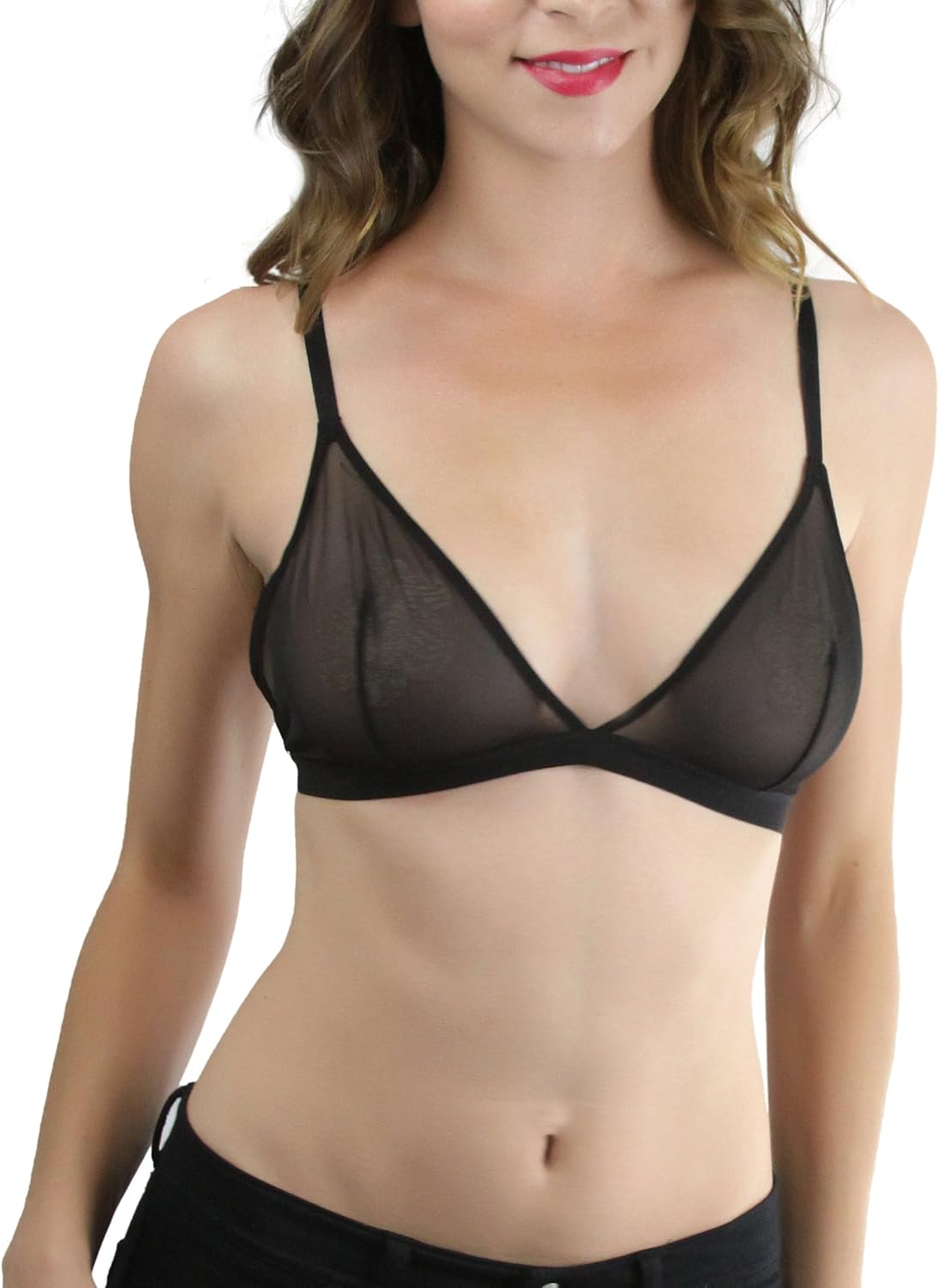 ToBeInStyle Women's Sheer Mesh Bralette Black Large at Amazon Women
