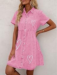 GRAPENT Denim Dress for Women Babydoll Tiered Short