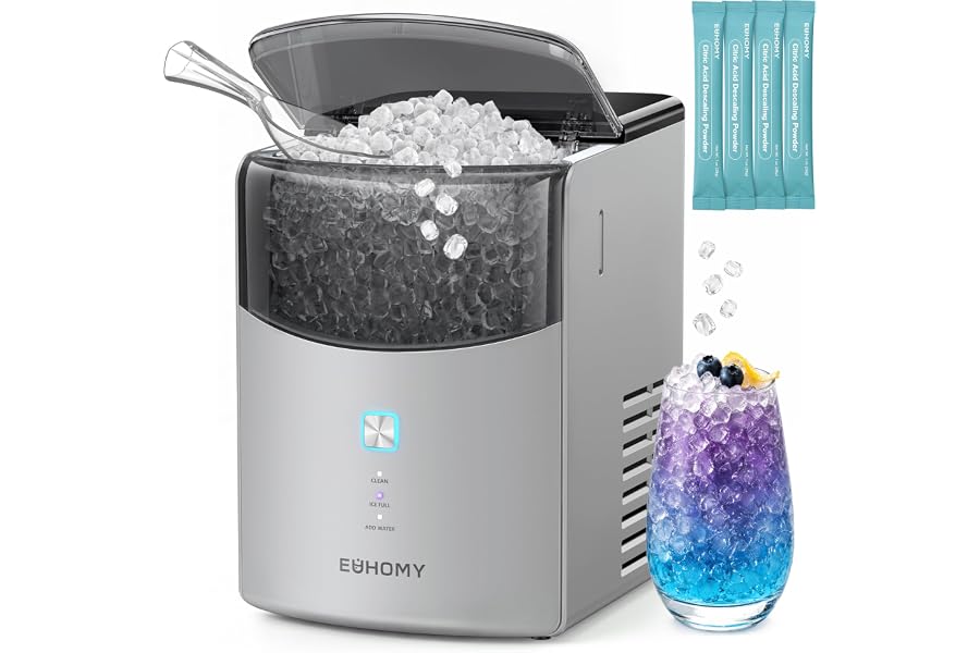 Get It Now Euhomy Countertop Nugget Ice Maker, 35lbs Daily Sonic Crushed Ice Machine | Ice Ready in