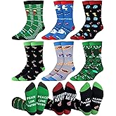 Patelai 6 Pairs Novelty Football Socks for Men Funny Football Gift Crew Socks for Men Sports Team Lovers Birthday Winter