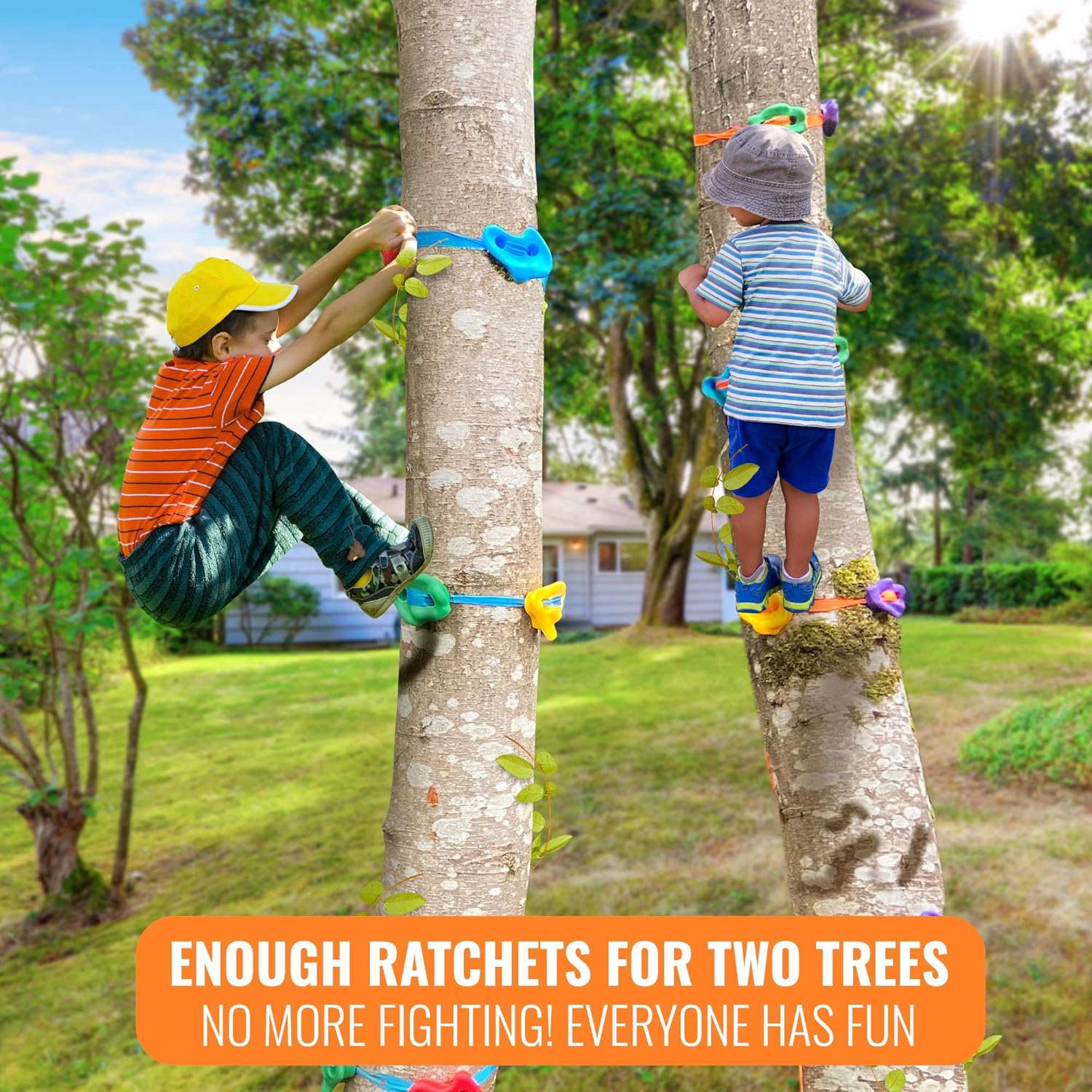 Hyponix 16 Tree Climbing Kit - 16 Rock Climbing Holds, 8 Ratchets - Tree Climbing Holds - Tree Climbing Kids - Ninja Warrior Obstacle Course for Kids - Tree Climber - Outdoor Play Equipment for Kids: Toys & Games