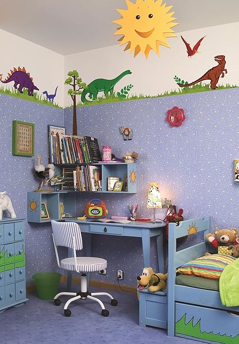 Amazon 壁ステッカー 子供部屋 リビングルーム 寝室 幼児室に使える壁タトゥー 壁デコ モダン 2 X 70 X 50cm 壁ステッカー デコ セット フィルム 恐竜 ウォールステッカー オンライン通販