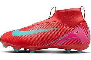 Nike Jr. Mercurial Superfly 10 Academy Little/Big Kids' MG High-Top Soccer Cleats (FQ8304-800, Ember Glow/Aurora Green)
