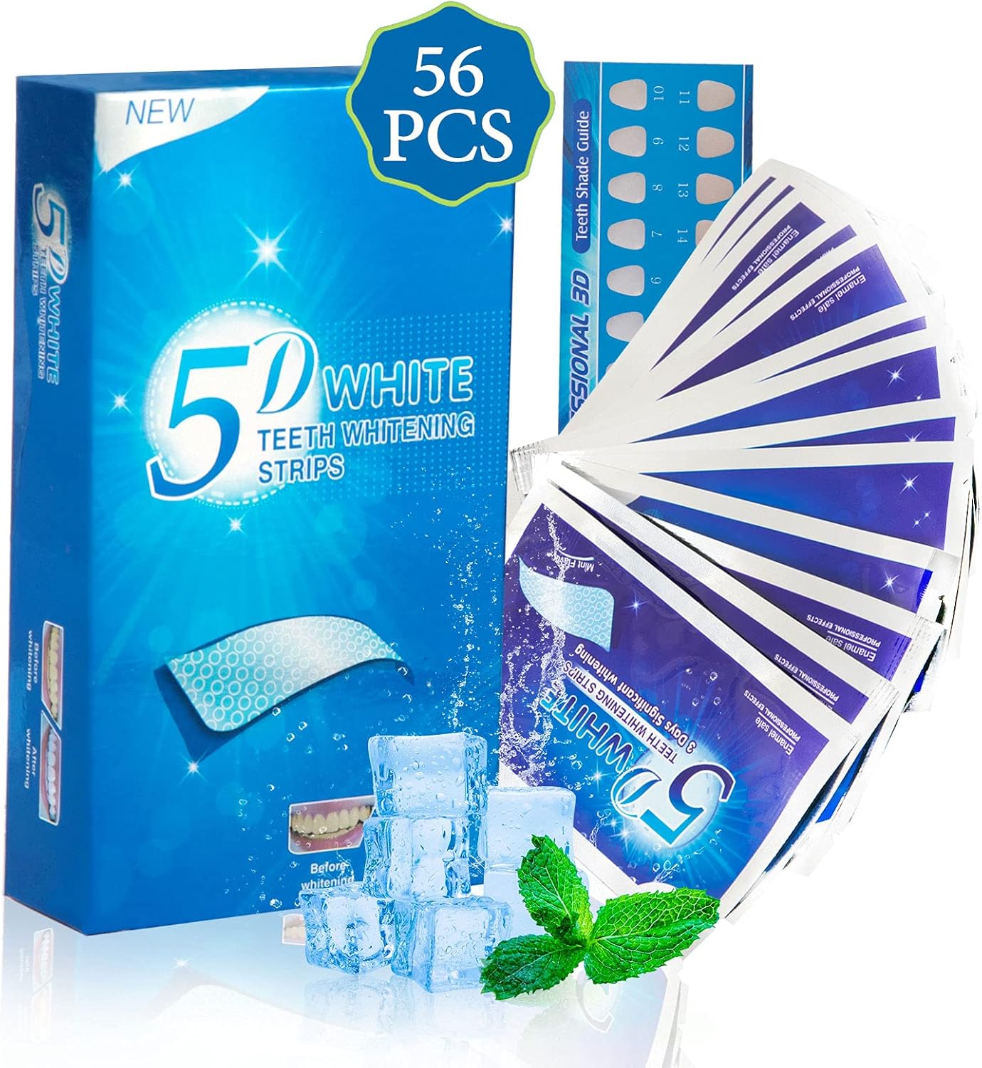 Tiras blanqueadoras 5D Schloss, 56 tiras blanqueadoras con Adherencia única, Tiras blanqueadoras de Dientes Rico en Factores Blanqueadores y Antialérgicos, Cómodas y Libres de ácido Dental