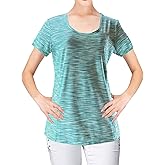 Mondetta Women's Crew Neck Active Tee (M, Aqua Combo)