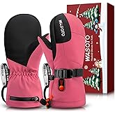 WASOTO Heated Mittens for Kids - Waterproof Electric Heated Ski Gloves for Skiing, Snowboarding, Snowmobiling, Hiking (PU)