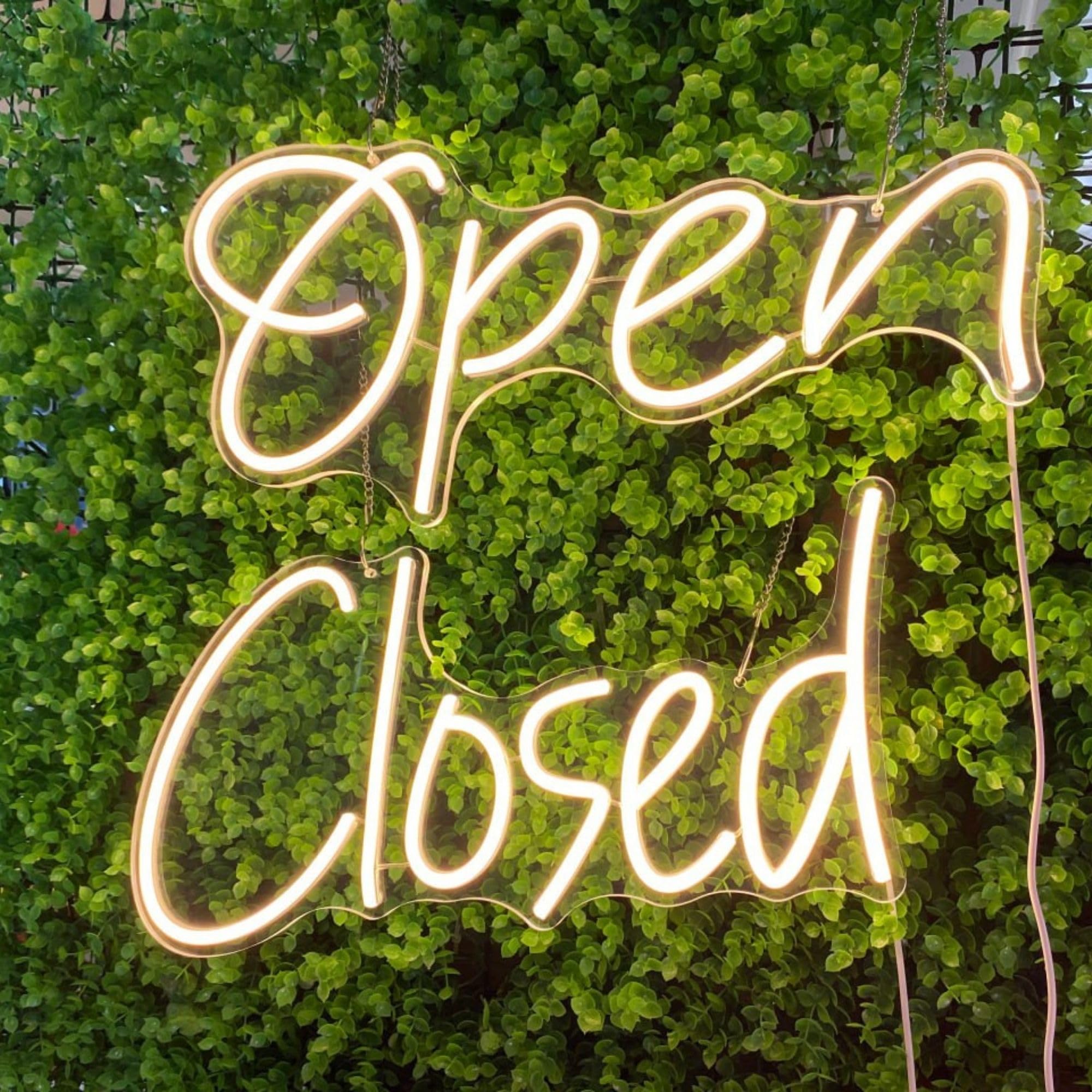 Photo 1 of 2 Packs Open Sign And Closed Sign - USB Powered Light Signs LED Open Signs for Business Window, Coffee Shop, Restaurant, Storefront Display (16.5x8" Warm White)