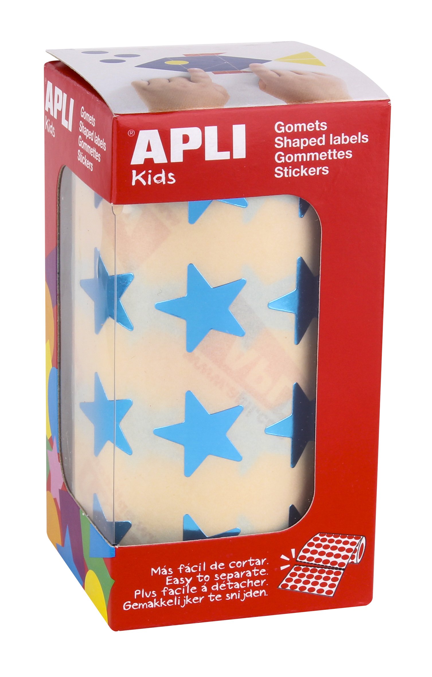 APLI Kids 12052 – Roll of Large Star Metallic Blue Gummets, 19.5 mm