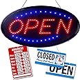 Ultima LED Neon Open Sign for Business: Oval LED Sign with Flashing Mode for Stores - Includes Business Hours and Open & Closed Signs