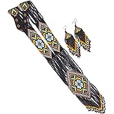 Weavish Native American Style beaded necklace for women Boho Statement Designer Jewelry Handmade Seed bead Long with earrings