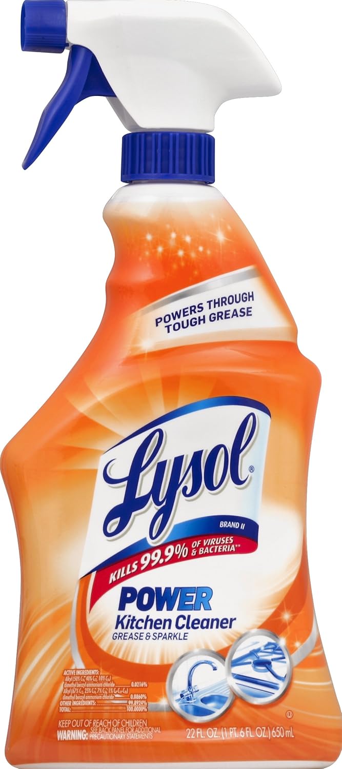 Lysol Power Kitchen Cleaner, Citrus Scent, 22 oz, Case of