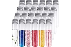 GDDOCHN 24 Pcs 115ml Test Tubes,Clear Plastic Test Tubes with Caps,Flat-Bottomed Bath Salt Containers for Candy,Gumball Candy,Plant Propagation,Jewelry