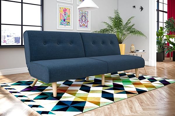 Novogratz Palm Springs Convertible Sofa Sleeper, Blue Linen