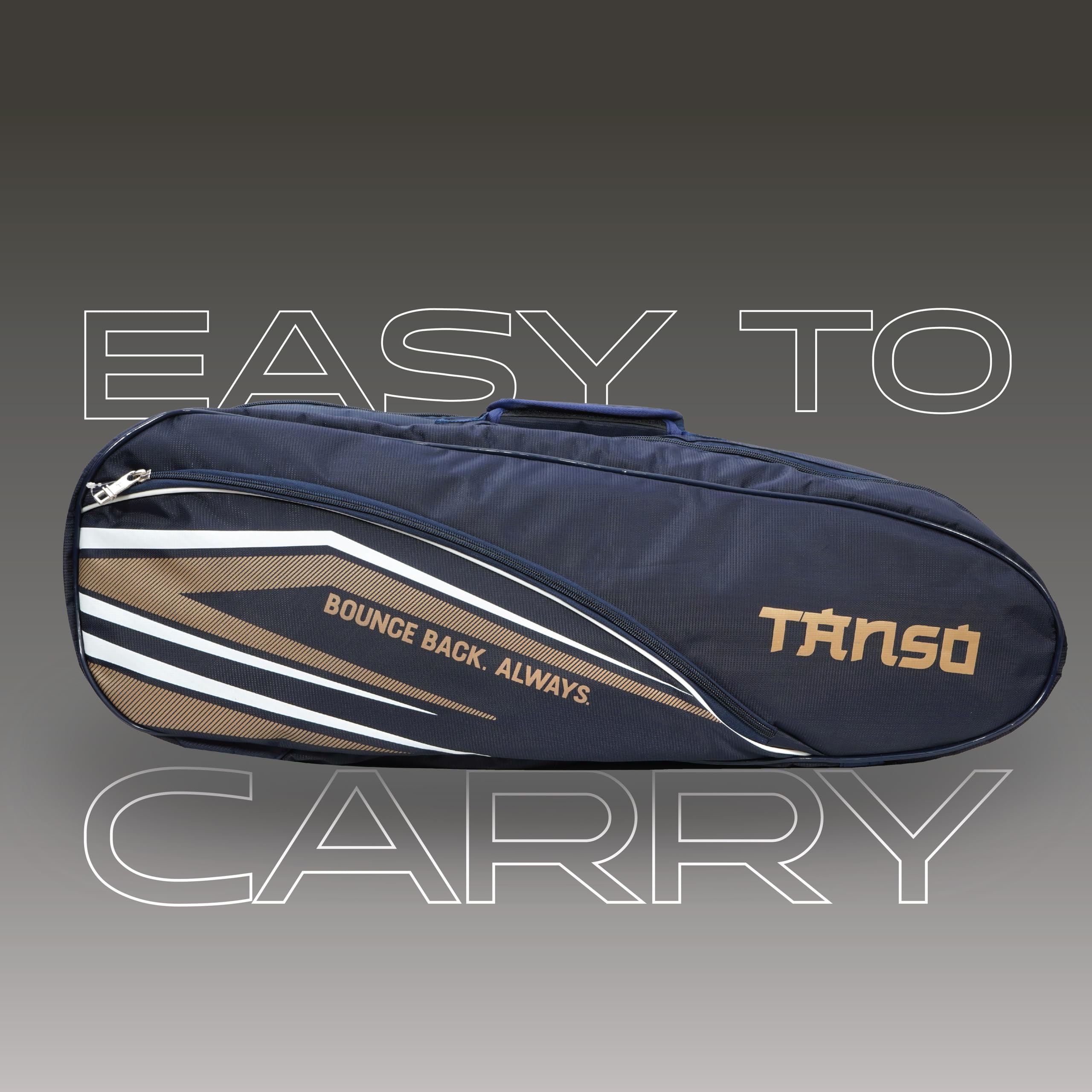 TANSO T-Blast Badminton Kit Bag | Spacious Racket Bag with Two Large Compartments and Separate Shoe Compartment | Front Zipper Pocket and Adjustable Straps 4