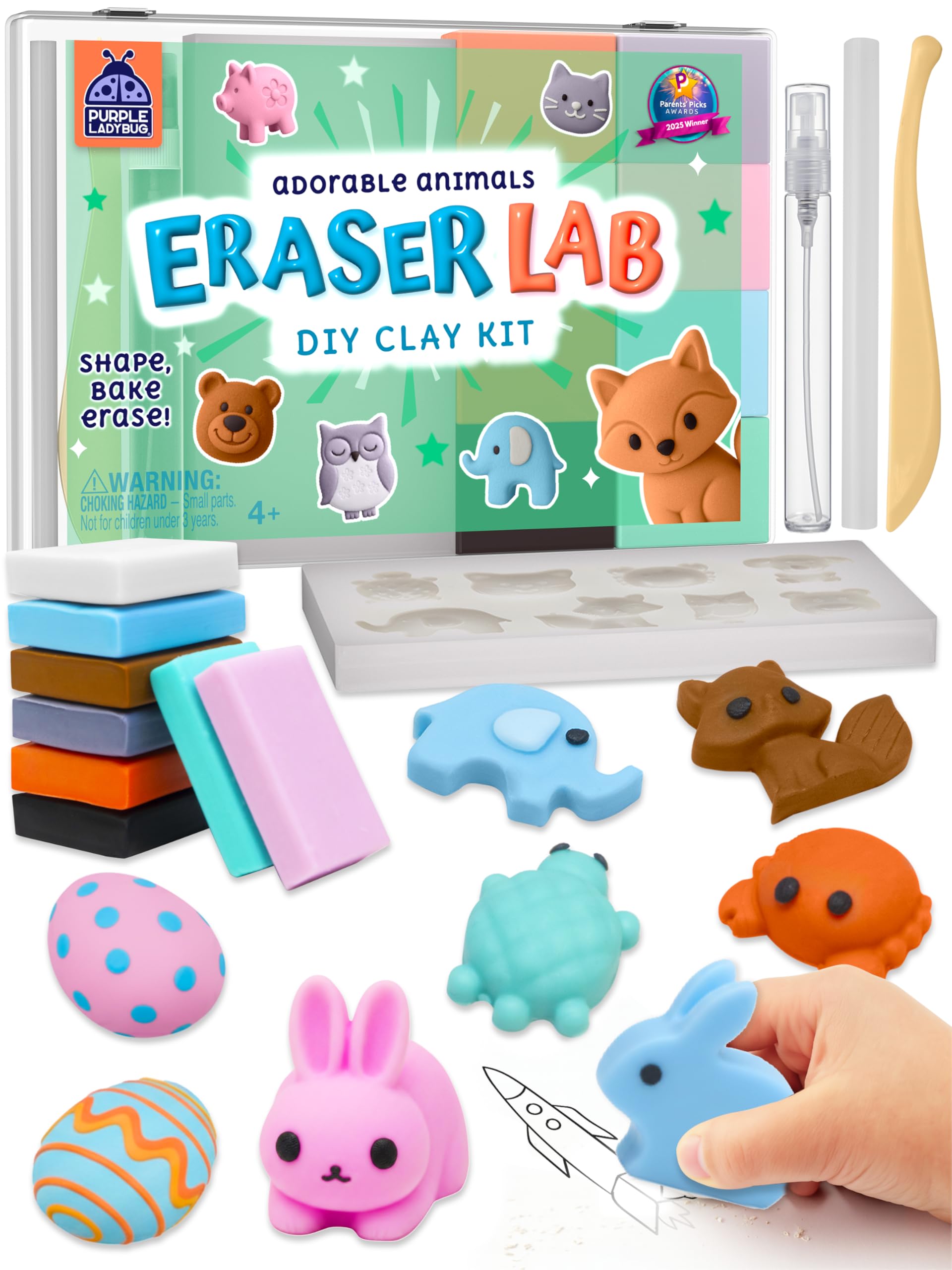 Make Your Own Animal Erasers for Kids - Novelty Erasers, DIY Craft Set with Molds, Gift for 5 + Year Old Girl -Educational Activity for Ages 4 5 6 7 8+ - Birthday Presents & Easter Basket Fillers
