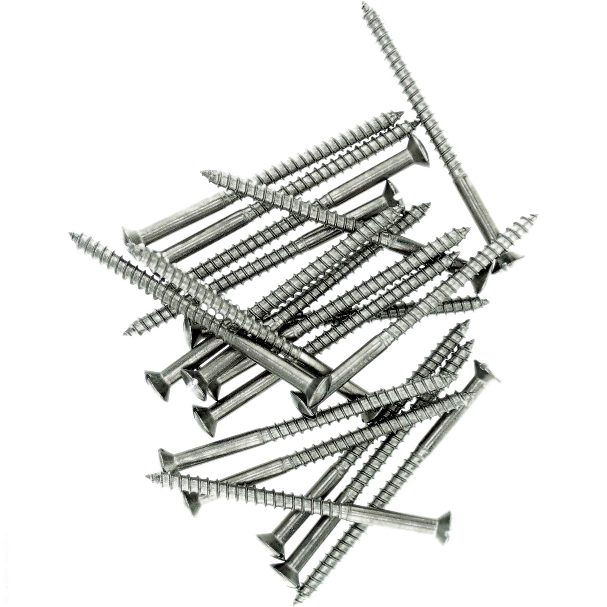 No.3 x 0.48 (2.5mm x 12mm) Slot Raised Countersunk Wood Screw - Stainless Steel (A2) (Pack of 20)