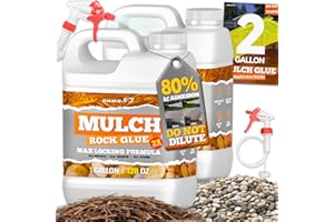 UNUAST Mulch Glue for Landscaping, 2 Gallon Rock Glue for Landscaping with Sprayer, Strong Adhesive for Rocks, Mulch & Gravel, Durable, Fast-Drying & Weather-Resistant Gravel Binder Max for Landscaping