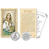 St Dymphna Laminated Prayer Card - Saint Dymphna Token, The Lord's Prayer Card - Patron Saint of Mental Health, Anxiety - Catholic Set of Cards and Tokens - 3 Items Set