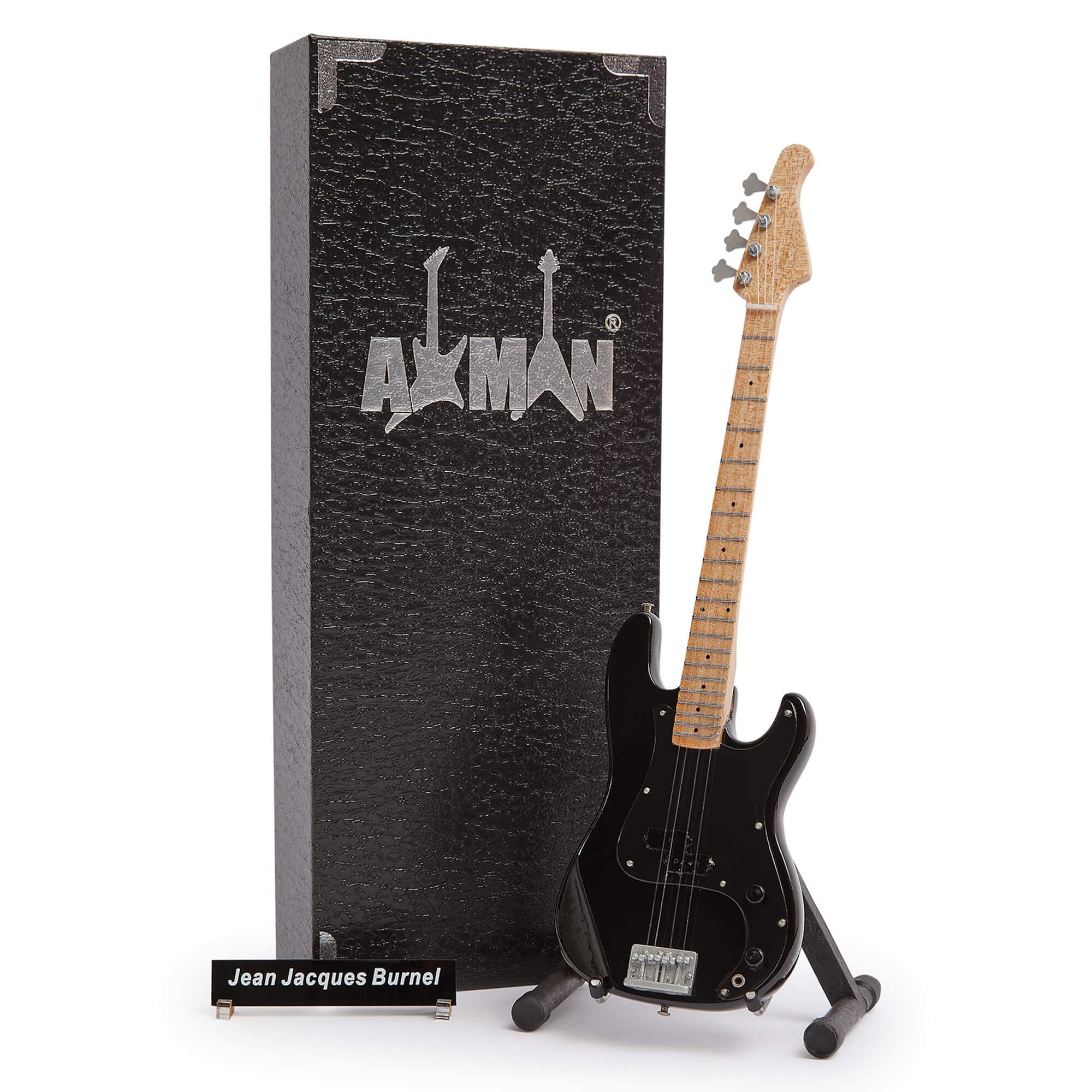 Axman Jean Jacques Burnel - Miniature Guitar Replica - Music Gifts - Handmade Ornamental 1/4 Scale - Includes a Display Box, Name Tag and Miniature Guitar Stand