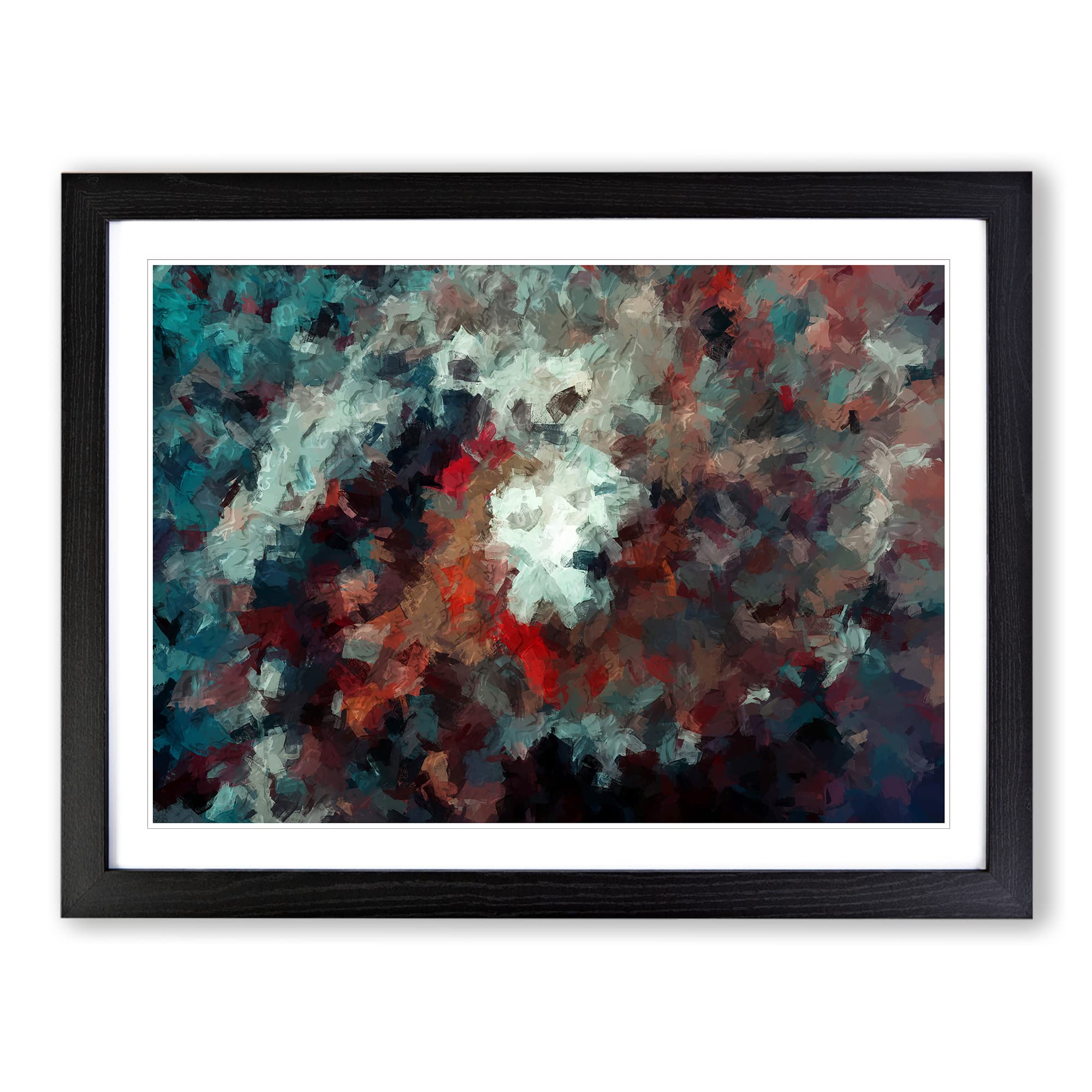 Passion Of Flowers In Abstract Modern Art Framed Print | A4 Black Framed Wall Art | Ready to Hang | Abstract Floral Picture | Living Room Bedroom Lounge Office