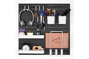 VEVOR Pegboard Combination Kit, 11" x 11" Plastic Pegboard, 4 Panels, Peg Board Wall Organizer Kit with Accessories, for Gara