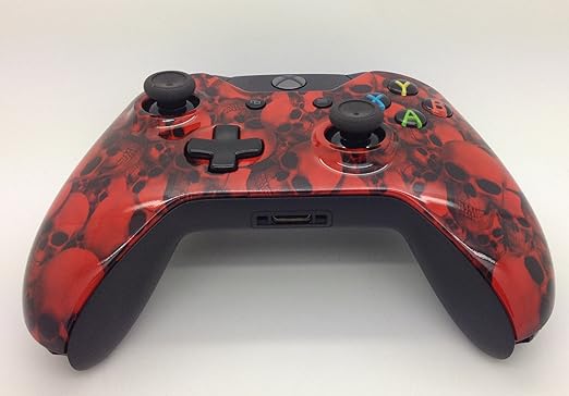 Amazon Com E Mods Gaming Xbox One Original Hydro Dipped Big Red Skull Controller Shell Mod Front Shell Video Games