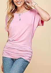 MBJ WT817 Womens Dolman Drape Top with Side